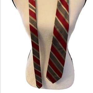 - Lanvin vintage tie cravat red gray stripe